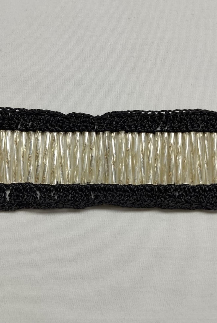 Siyah Boncuklu Şerit - Polyester Materyal (2997)