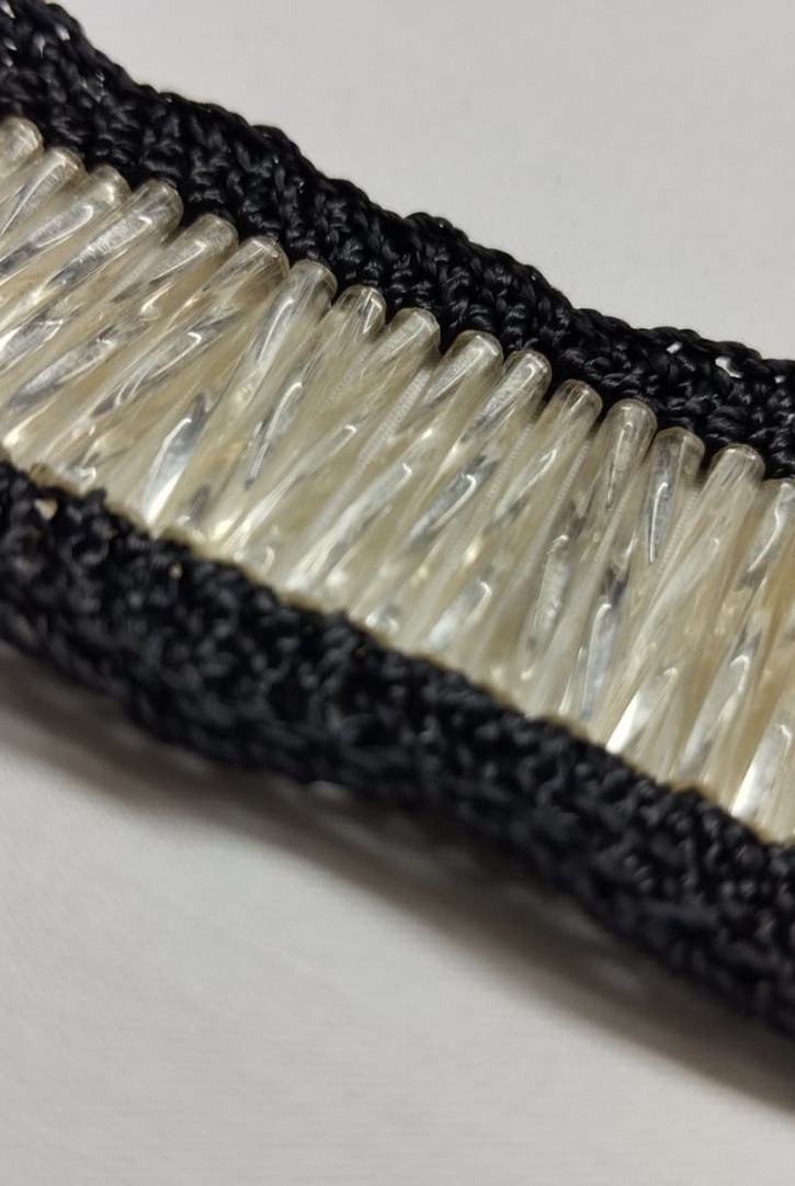 Siyah Boncuklu Şerit - Polyester Materyal (2997)