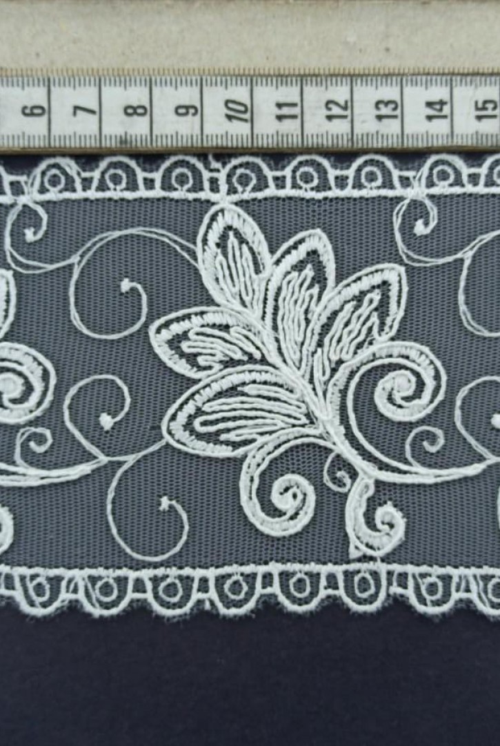 4049 BRODE/YERLİ/BANT/POLYESTER/TÜL ÜZERİ/KORDENELİ/HAM/9 CM