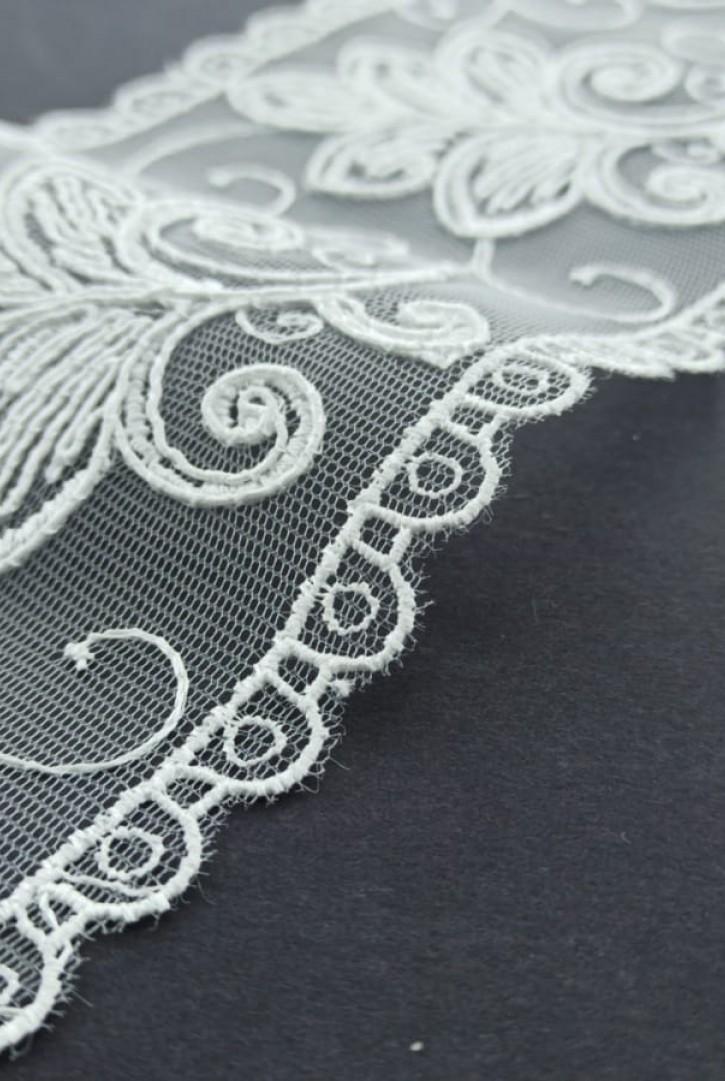 4049 BRODE/YERLİ/BANT/POLYESTER/TÜL ÜZERİ/KORDENELİ/HAM/9 CM