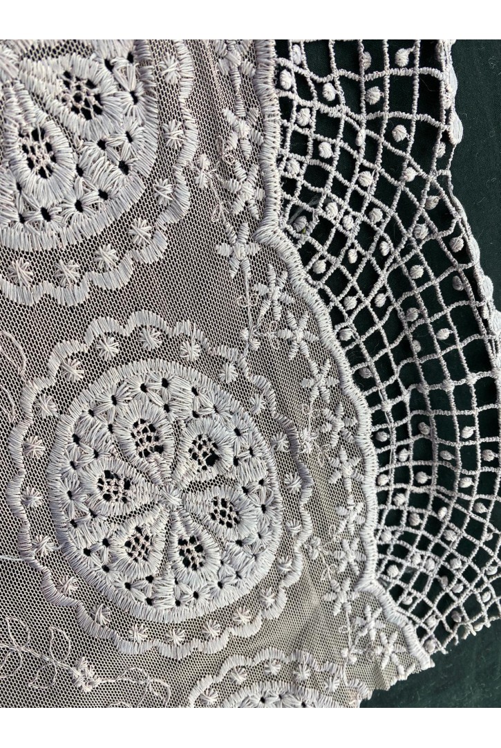 Soğan Renkli Mat Tül Üzeri Polyester Brode