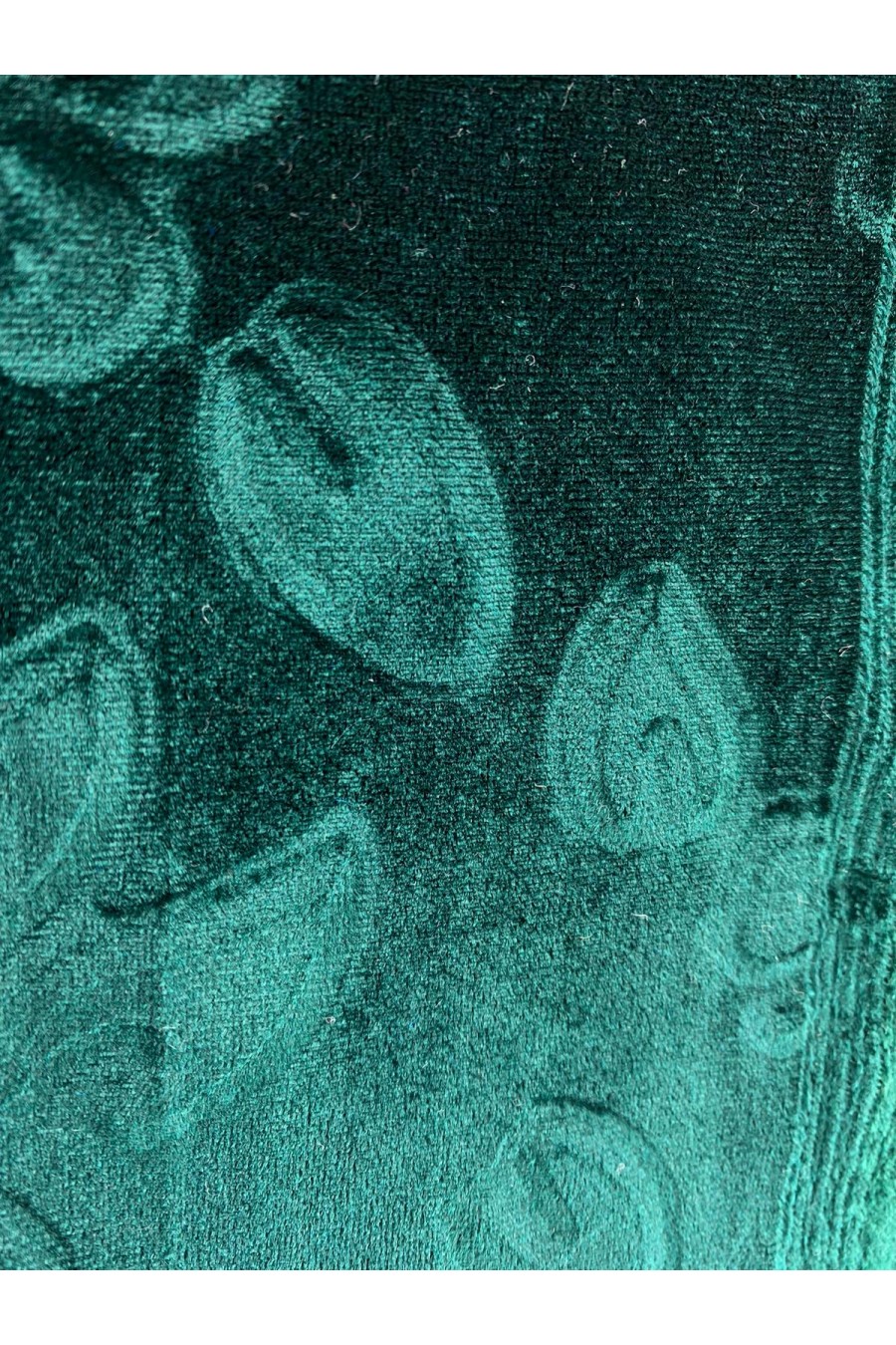 3D Baskılı Yeşil Kadife Kumaş