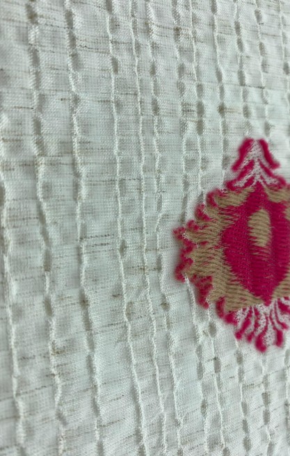 Fuşya-Bej Likralı Dokuma Kumaş