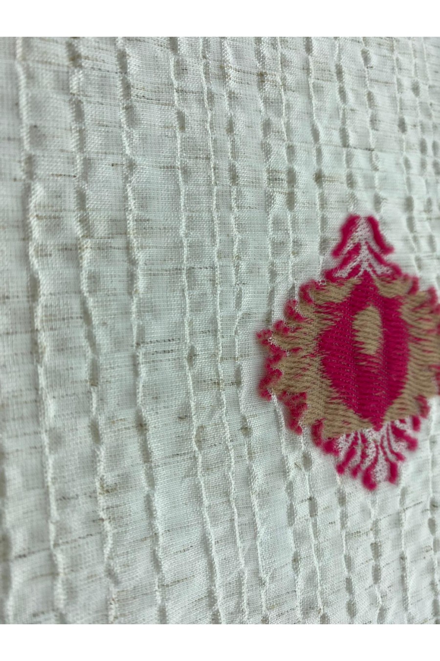 Fuşya-Bej Likralı Dokuma Kumaş