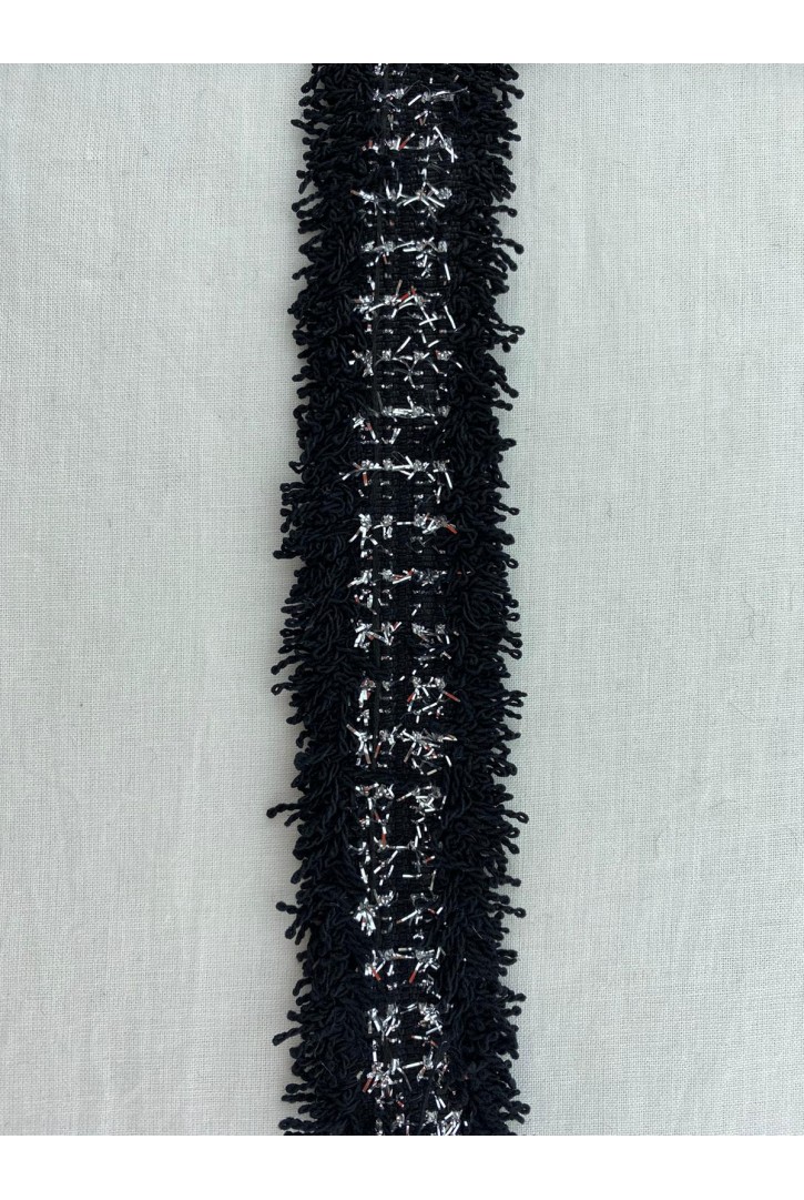 Siyah Taşlı Simli Şerit