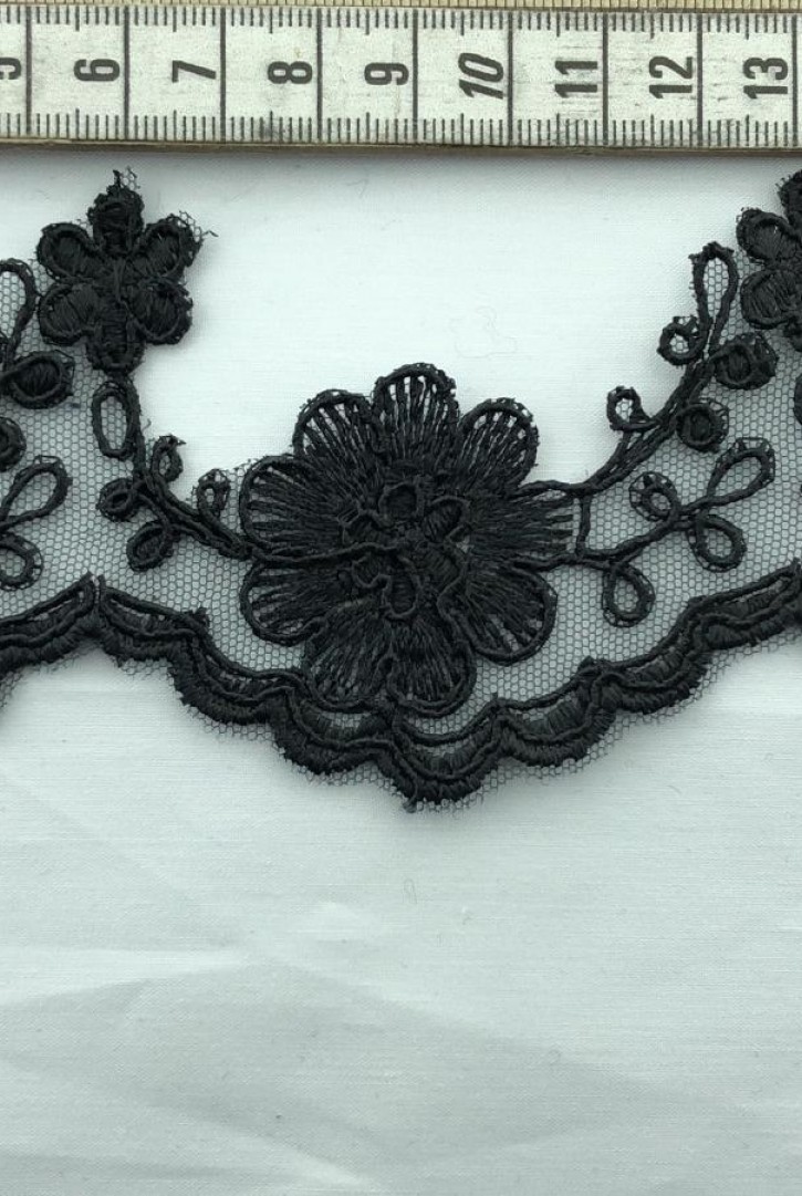 Siyah Düz Kordlu Yerli Brode Bant