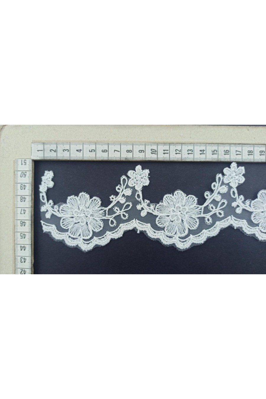 5179-METRE Ham Tül Üzeri Kordlu Yerli Brode Bant - 6 cm