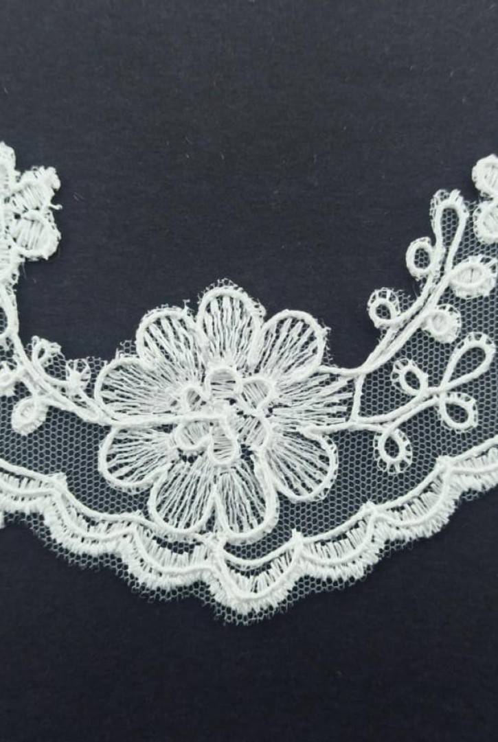 Ham Tül Üzeri Kordlu Yerli Brode Bant - 6 cm