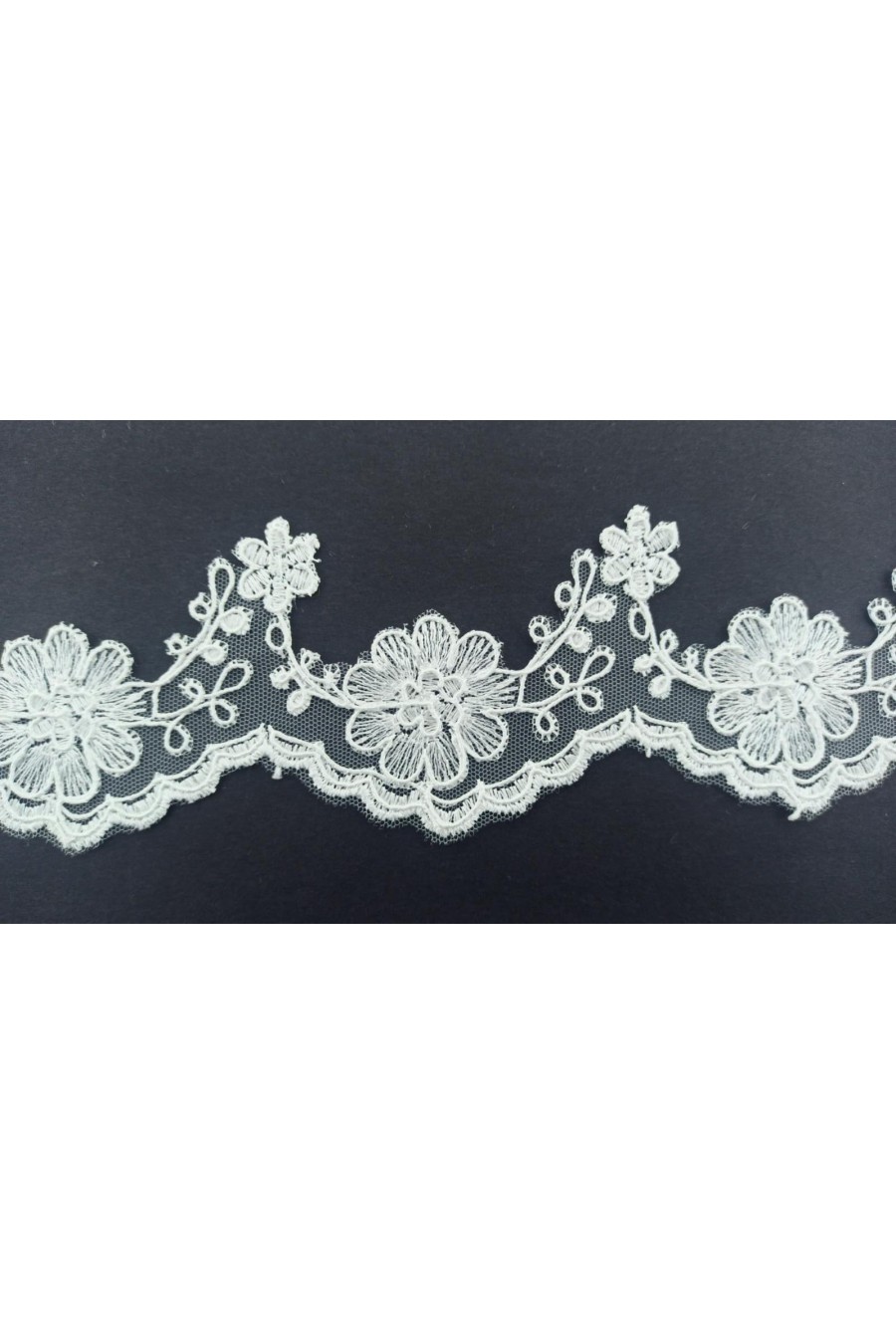 5179-METRE Ham Tül Üzeri Kordlu Yerli Brode Bant - 6 cm