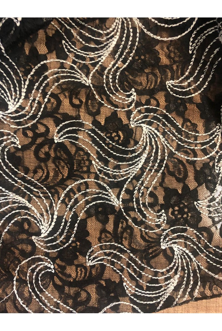 21044 KUMAŞ/YERLİ/LEZ/POLYESTER/SİYAH-BEYAZ/145 CM