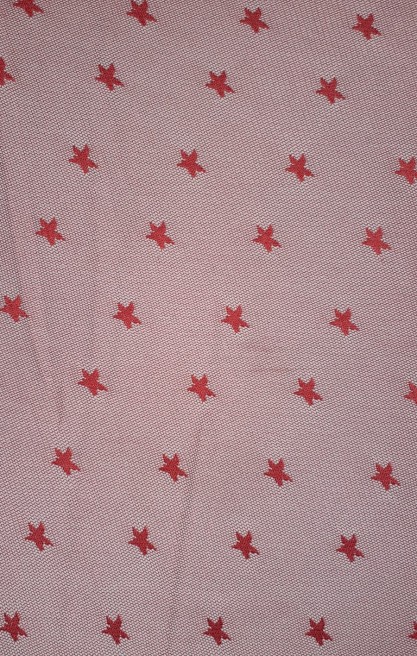 Kırmızı Yıldızlı Tül Dantel - Yerli Polyester (10529)