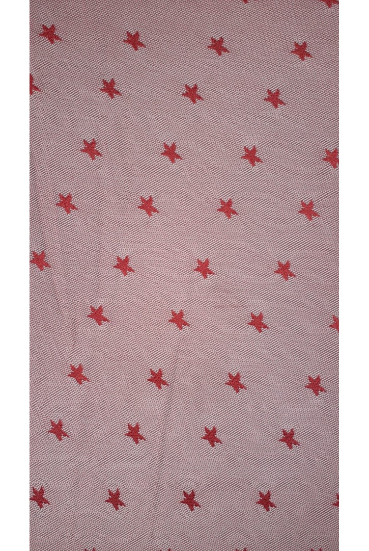 Kırmızı Yıldızlı Tül Dantel - Yerli Polyester (10529)