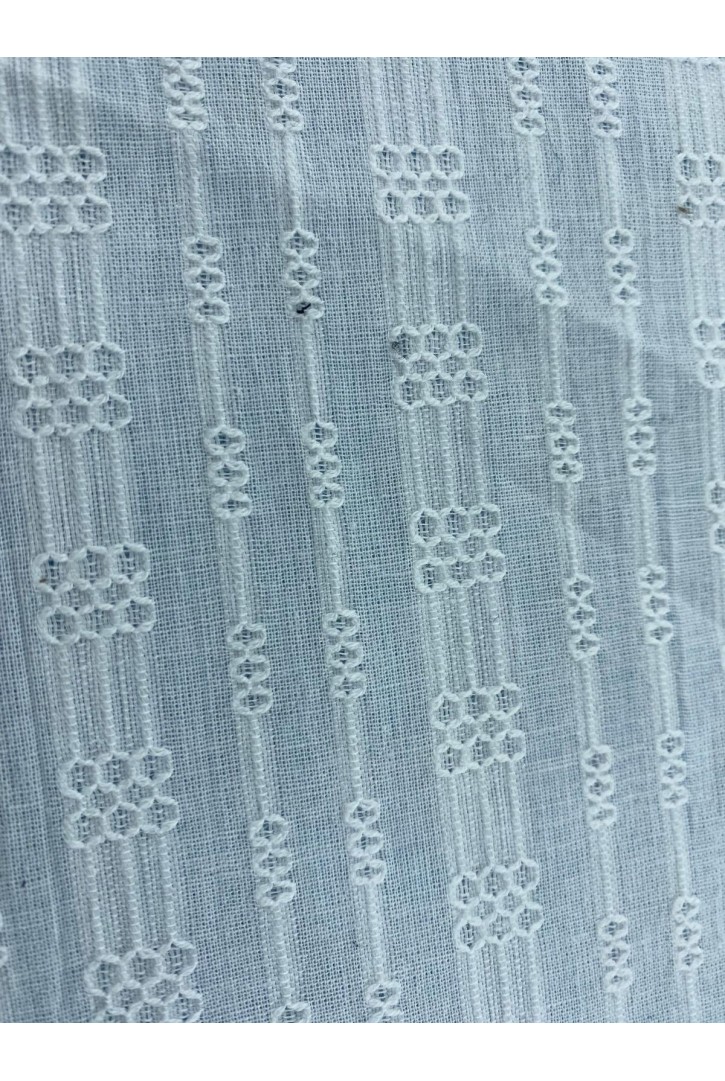 Offwhite Armürlü Pamuk Kumaş, İthal, 145 cm