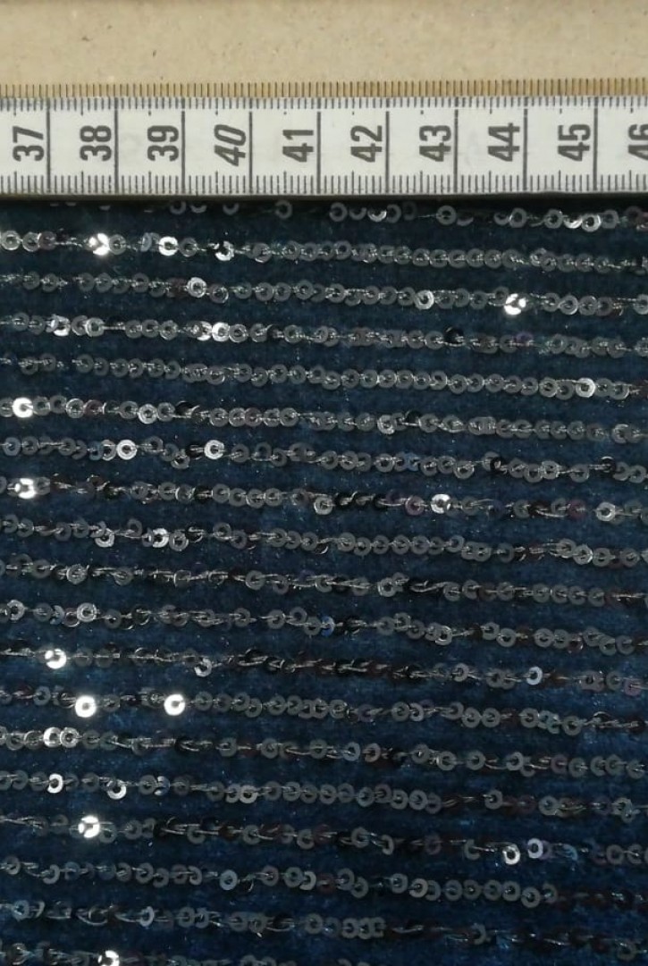 Antrasit Pullu Kadife Zemin Zara Payet Kumaş