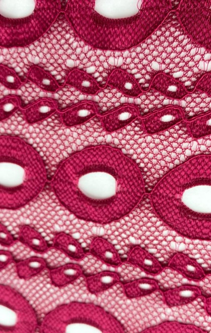 Bordo Renk Likralı Naylon Dantel