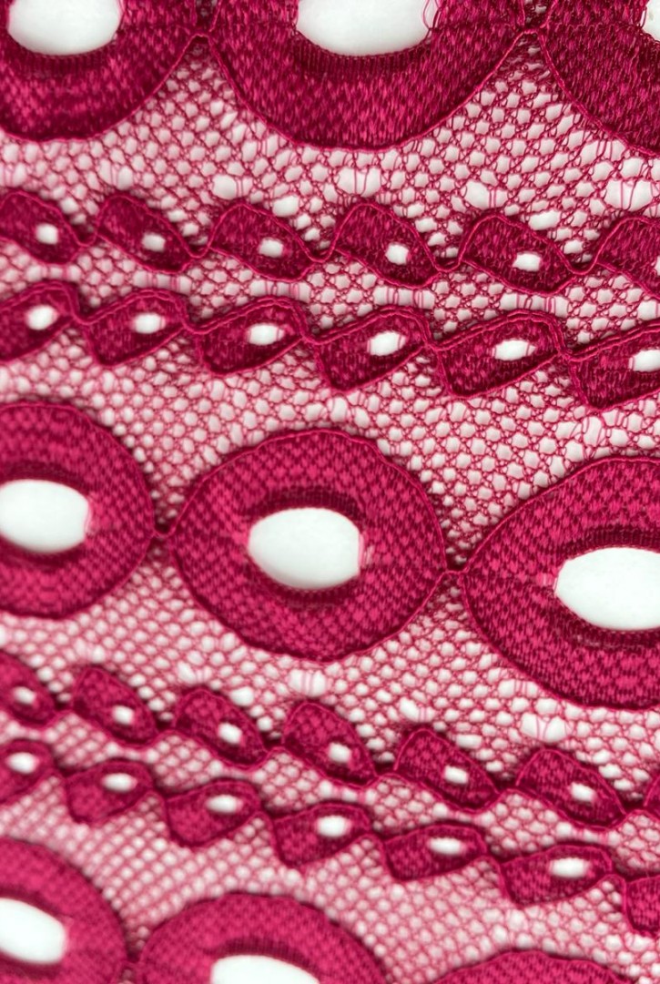 Bordo Renk Likralı Naylon Dantel