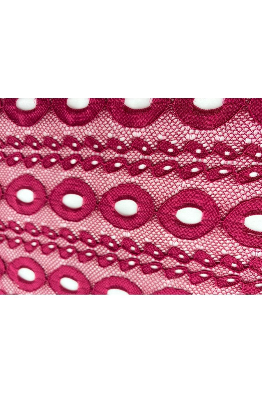 Bordo Renk Likralı Naylon Dantel