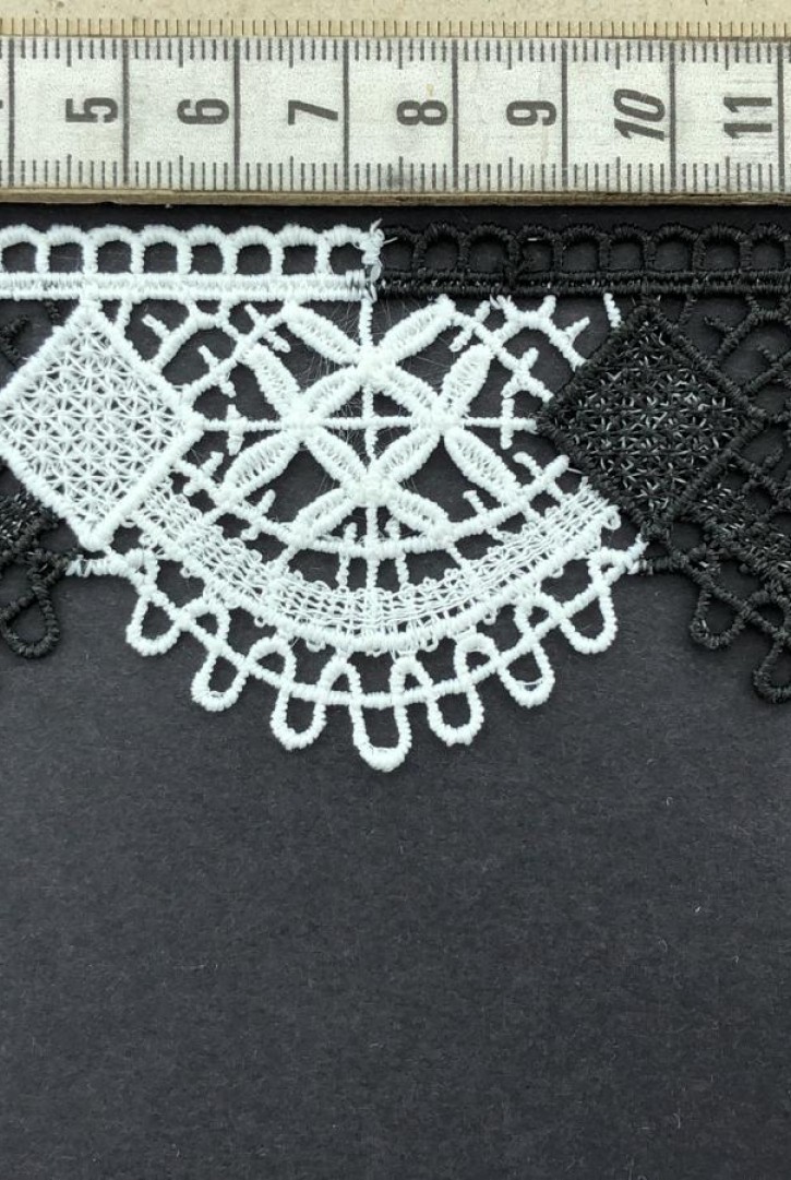 Çift Renk Siyah-Beyaz Mat Polyester Brode Bant, 5 cm