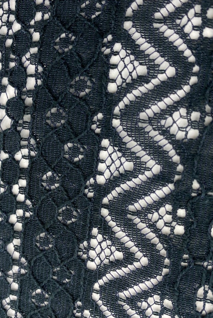 İndigo Renkli Pamuk Naylon Dantel Kumaş