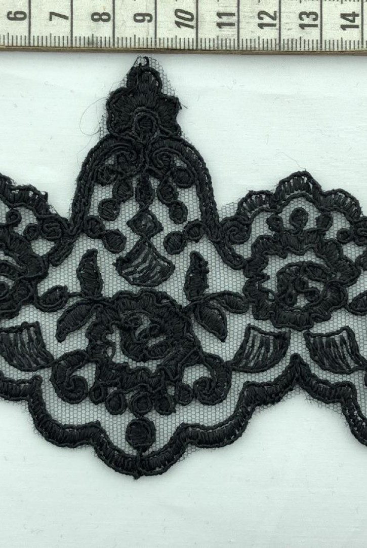 Siyah Kordlu Düz Polyester Brode Bant