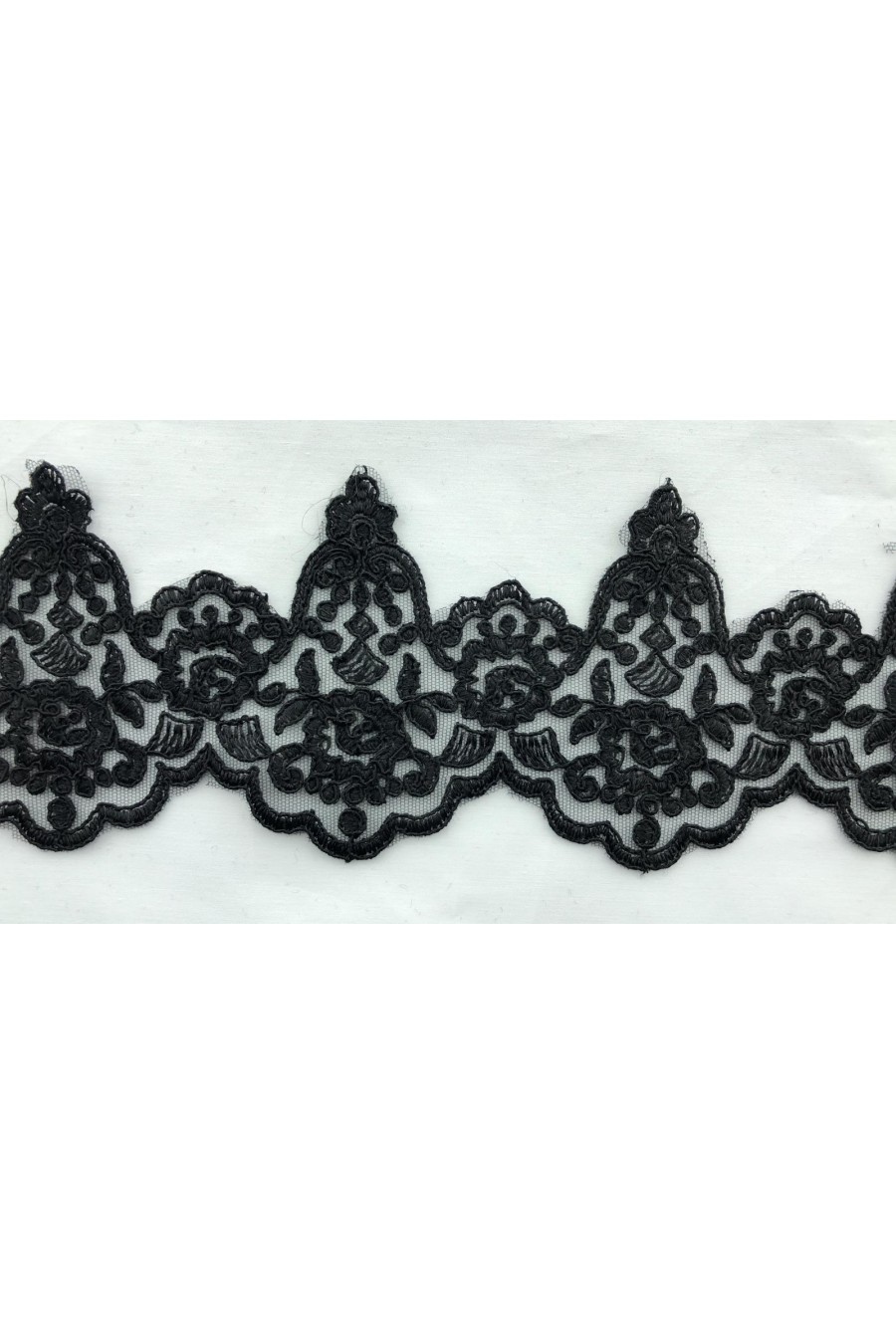 Siyah Kordlu Düz Polyester Brode Bant