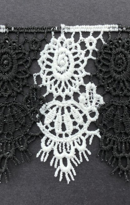 Çift Renk Siyah-Beyaz Mat Polyester Brode Bant