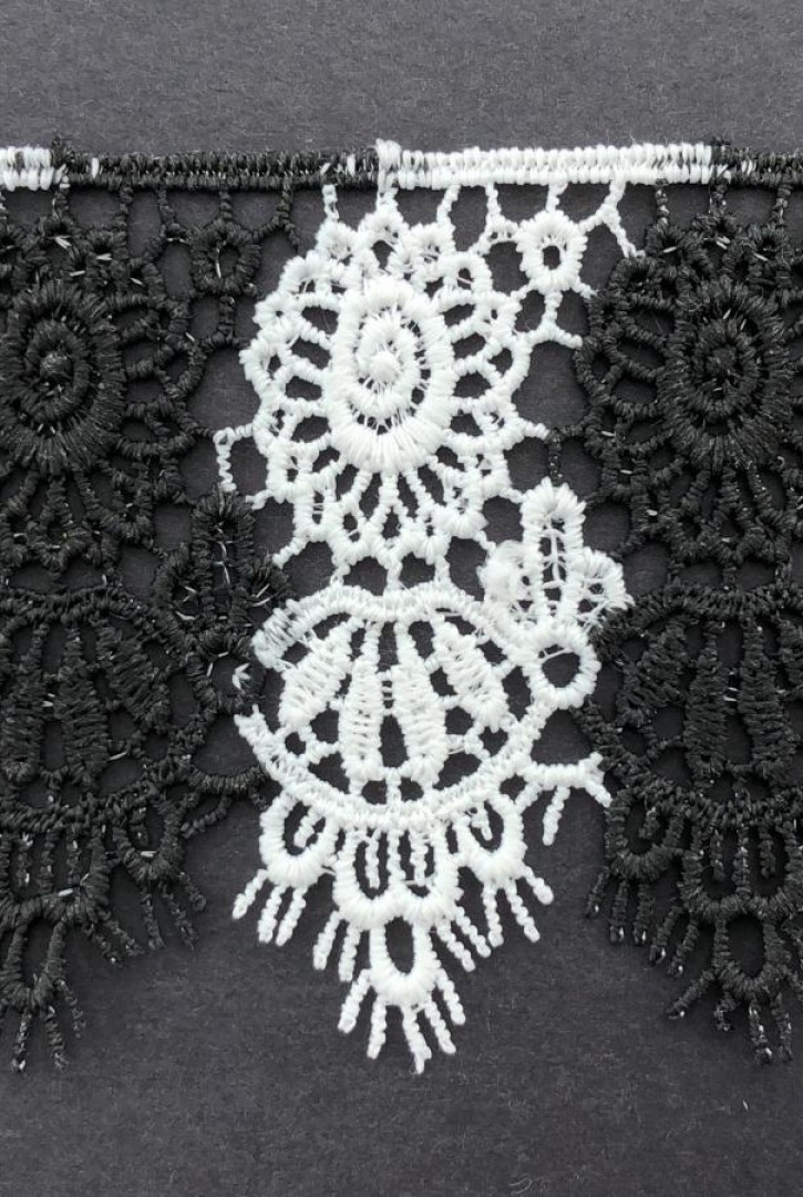 Çift Renk Siyah-Beyaz Mat Polyester Brode Bant