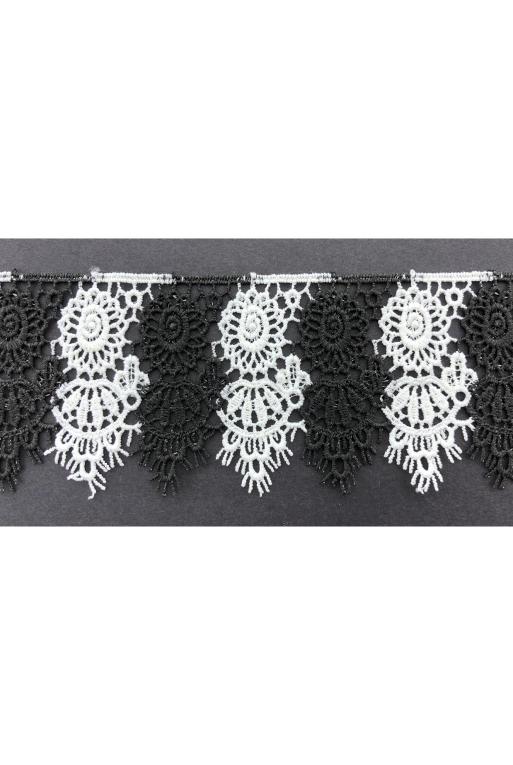 Çift Renk Siyah-Beyaz Mat Polyester Brode Bant