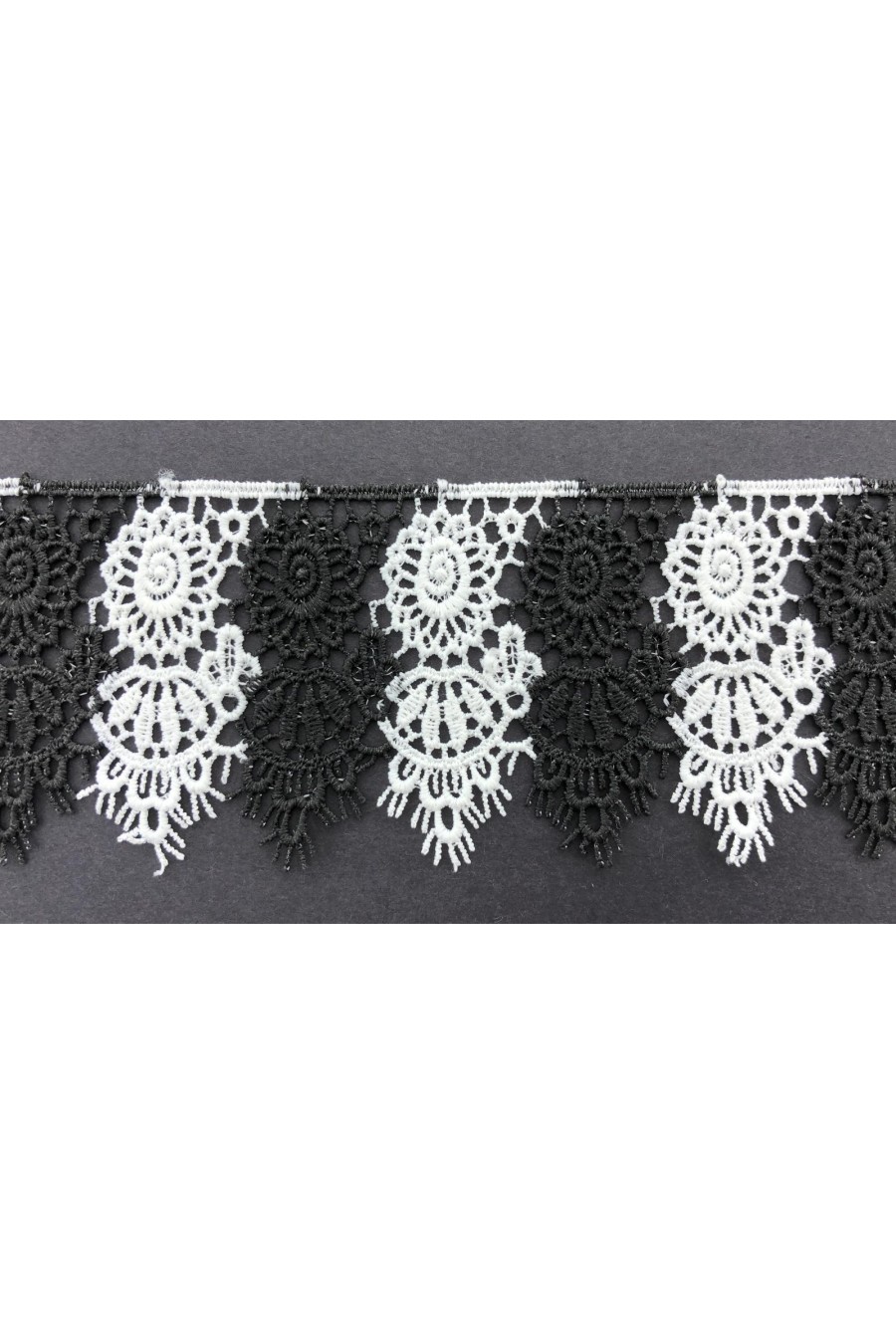 Çift Renk Siyah-Beyaz Mat Polyester Brode Bant