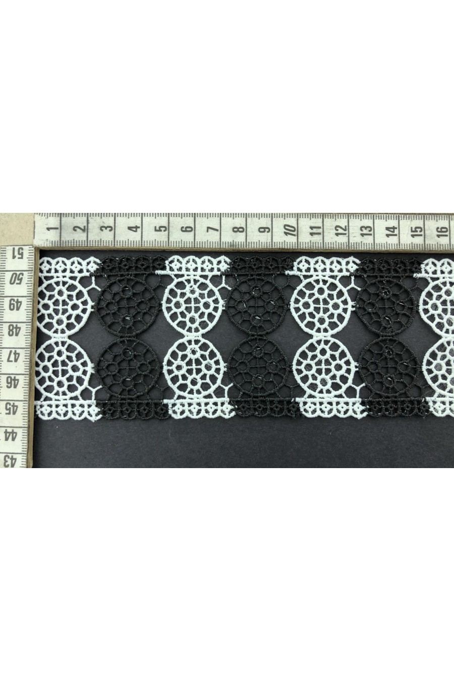 10906-METRE Siyah Beyaz Çift Renk Brode Bant - 6 cm (10906)