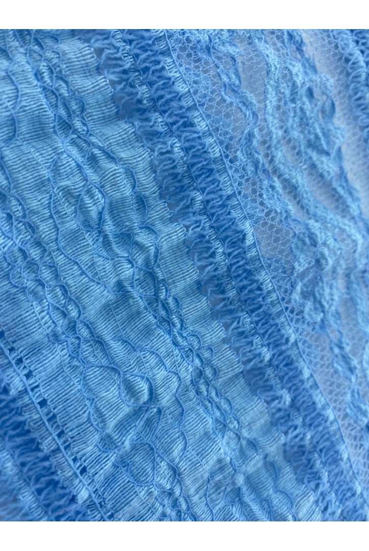 Mavi Pamuk Naylon Likralı İthal Dantel