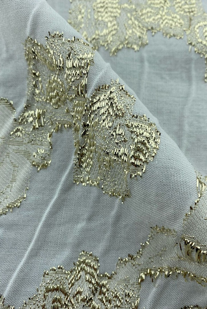 22144 KUMAŞ/YERLİ/LEZ/VİSKON/METALIC/BEYAZ/145 CM