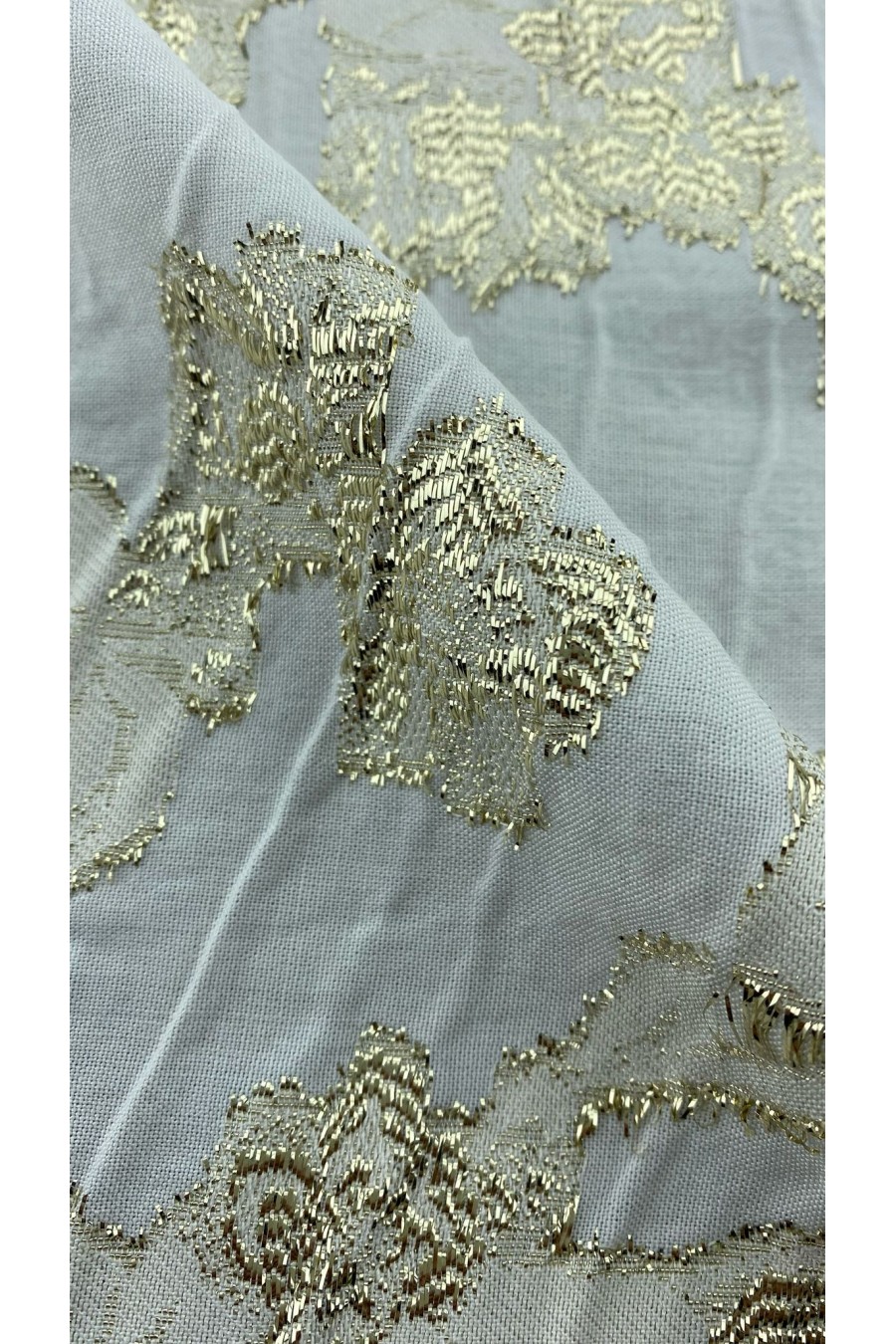 22144-METRE 22144 KUMAŞ/YERLİ/LEZ/VİSKON/METALIC/BEYAZ/145 CM