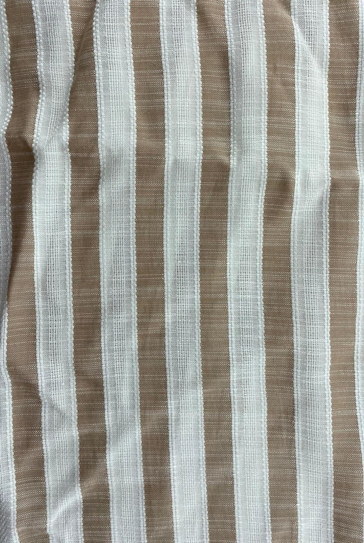 Kahve-Beyaz Armürlü Pamuk Viskon Kumaş