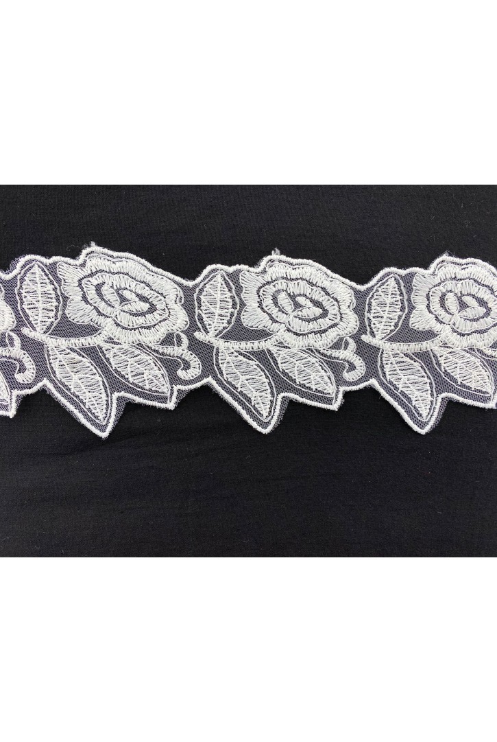 Ham Tül Üzeri Polyester Brode Bant