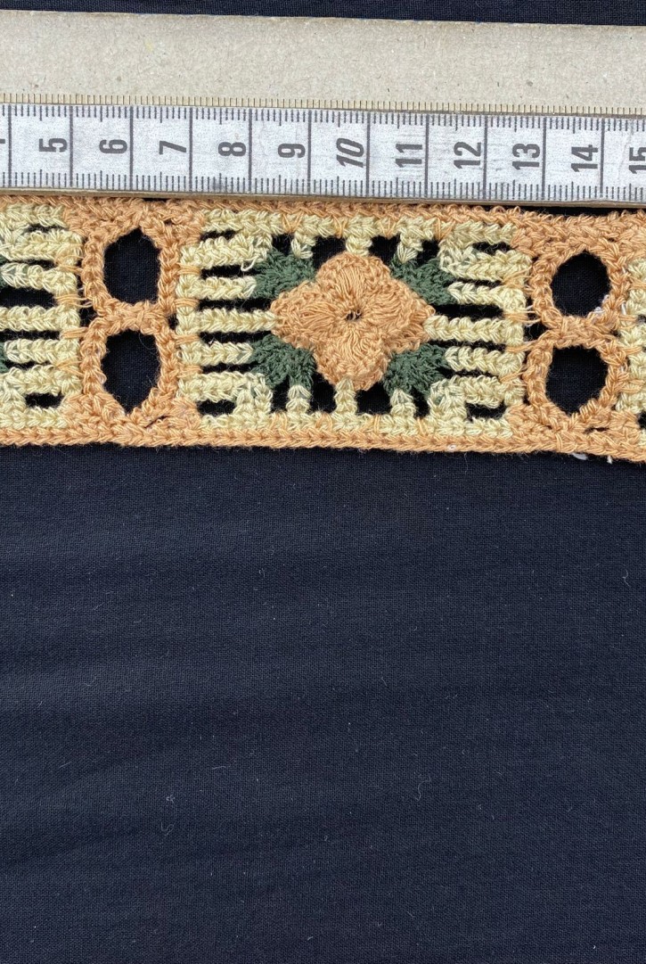 Kahverengi-Yeşil-Bej Tığ İşi Bant, 4.5 cm