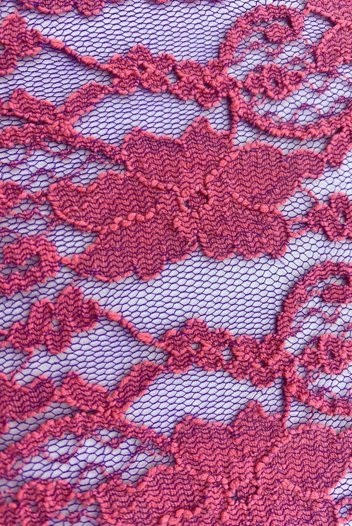 Mor Pembe Renk Pamuk Polyester Dantel