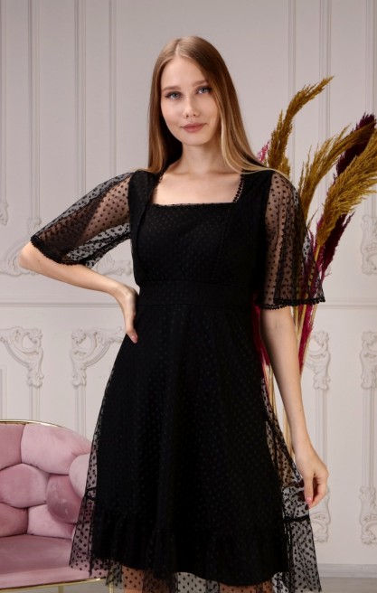 Kadın Çan Kollu Tül Elbise