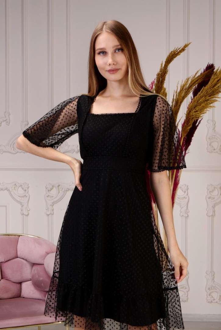 Kadın Çan Kollu Tül Elbise