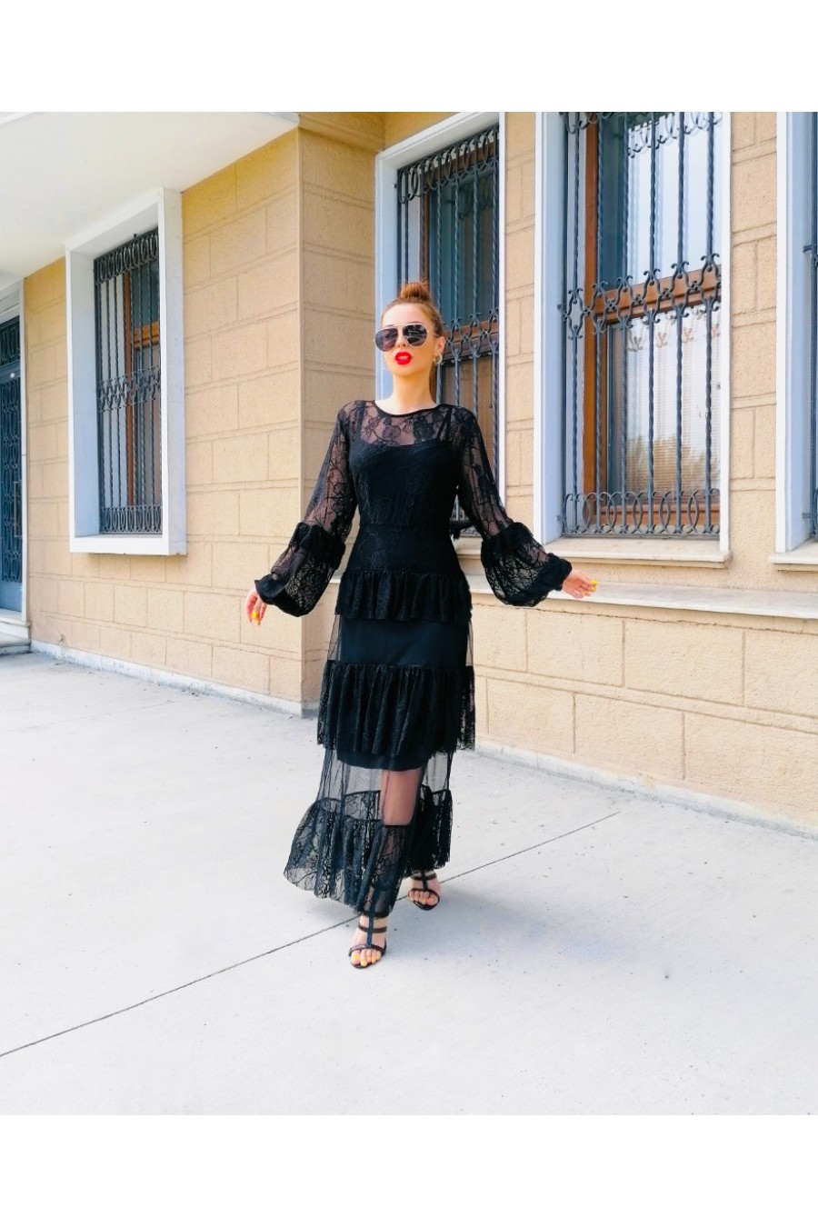 Kadın Dantelli Katlı Elbise