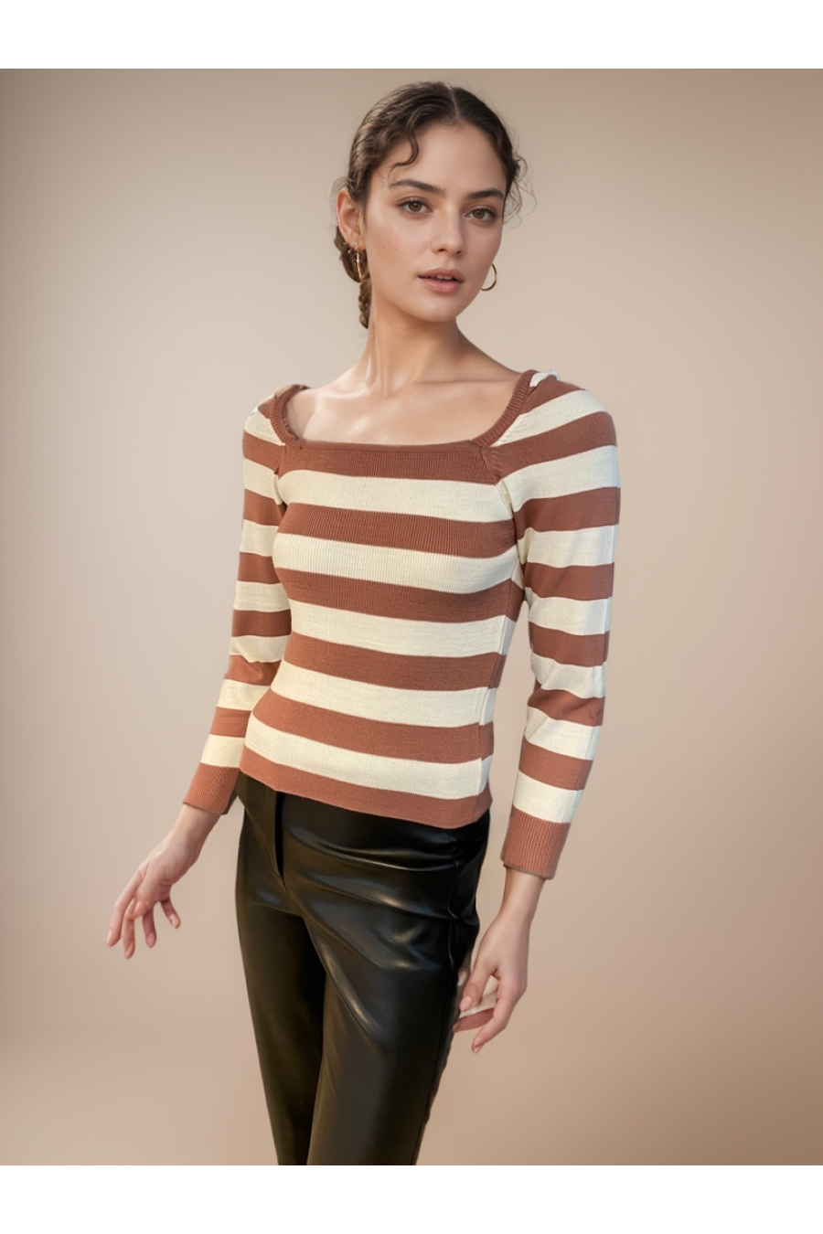 Kadın İki Renkli Triko Kazak