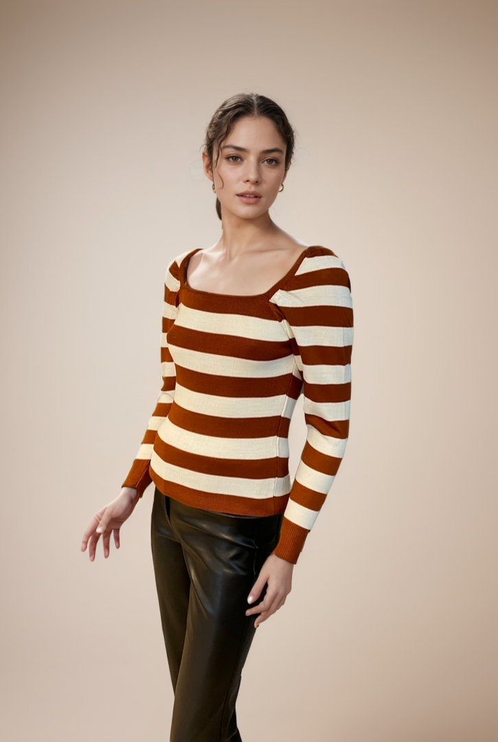 Kadın İki Renkli Triko Kazak