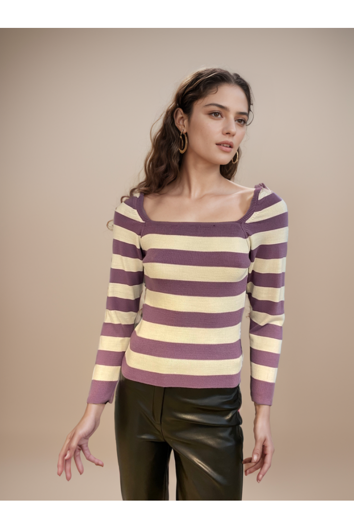 Kadın İki Renkli Triko Kazak