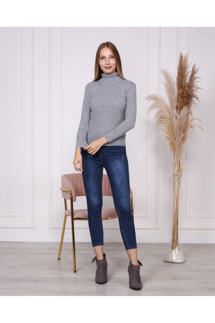 13333 13333 HAZIR GİYİM/TRİKO KAZAK/KOYU HARDAL/STANDART BEDEN