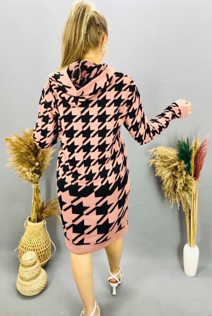 Kadın Kazayağı Desenli Triko Elbise