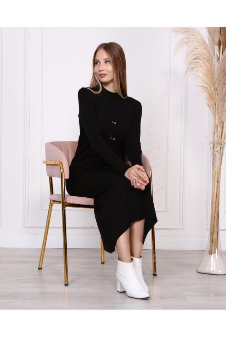 Kadın Kuşgözü Detaylı Maxi Boy Triko Elbise