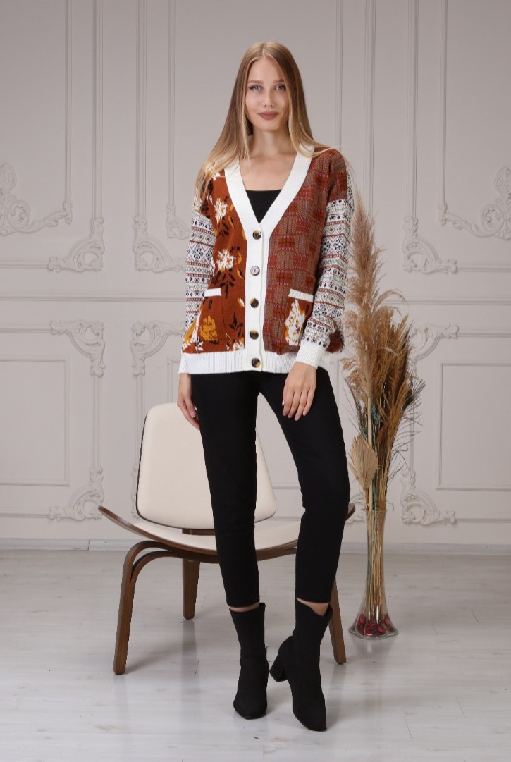 13475 HAZIR GİYİM/TRİKO HIRKA/GRİ-LİLA-SİYAH-BEYAZ/STANDART BEDEN