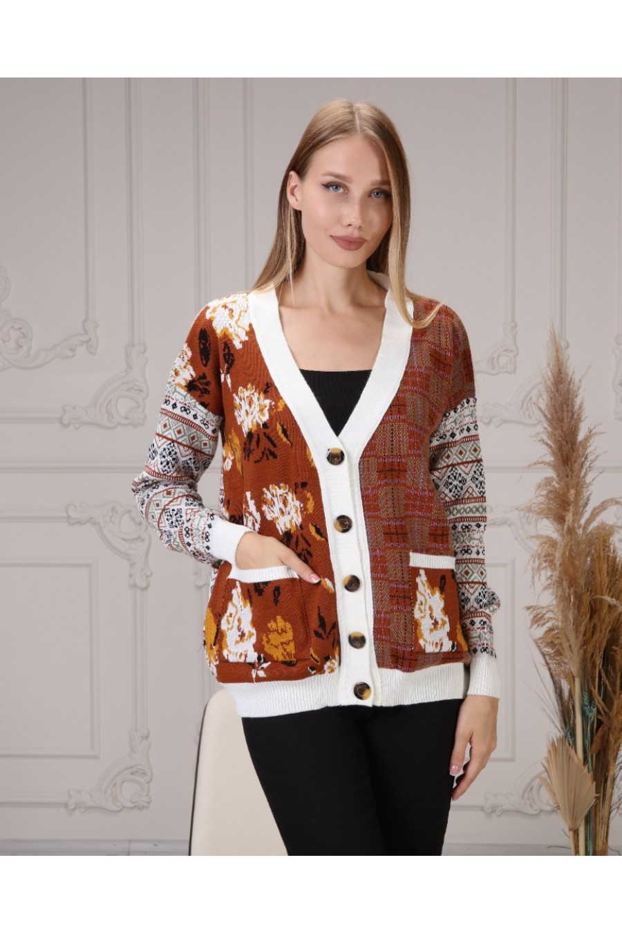 13475 13475 HAZIR GİYİM/TRİKO HIRKA/GRİ-LİLA-SİYAH-BEYAZ/STANDART BEDEN