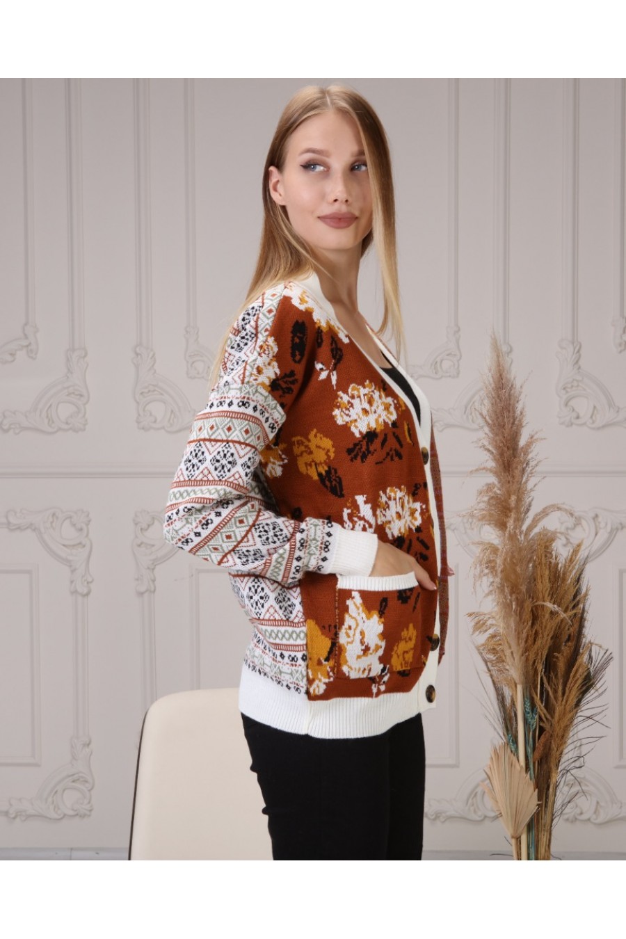 13475 13475 HAZIR GİYİM/TRİKO HIRKA/GRİ-LİLA-SİYAH-BEYAZ/STANDART BEDEN