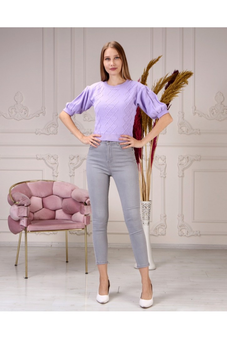 Kadın Baklava Örgülü Triko Bluz